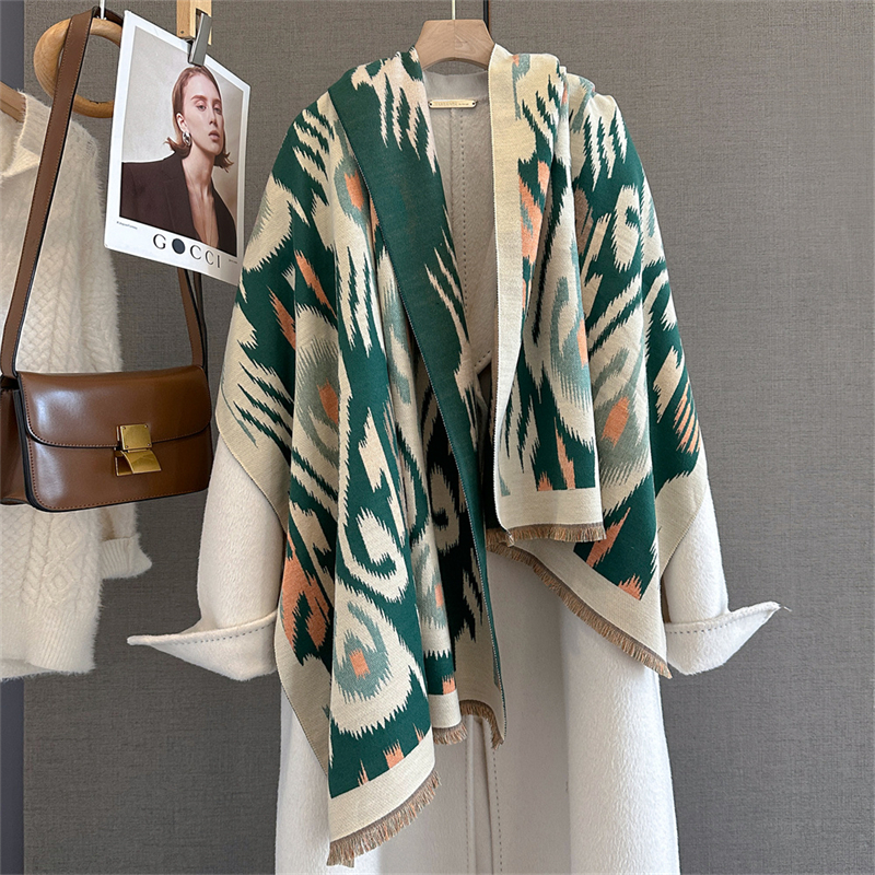 Cashmere Throw Blanket - 2025 Brand Warm Cashmere Poncho Shawl