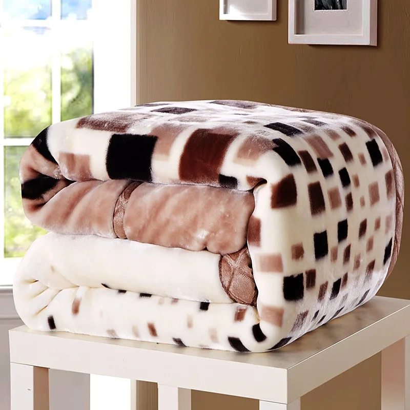 Cashmere Throw Blanket - Double Layers Raschel Mink Blankets 6