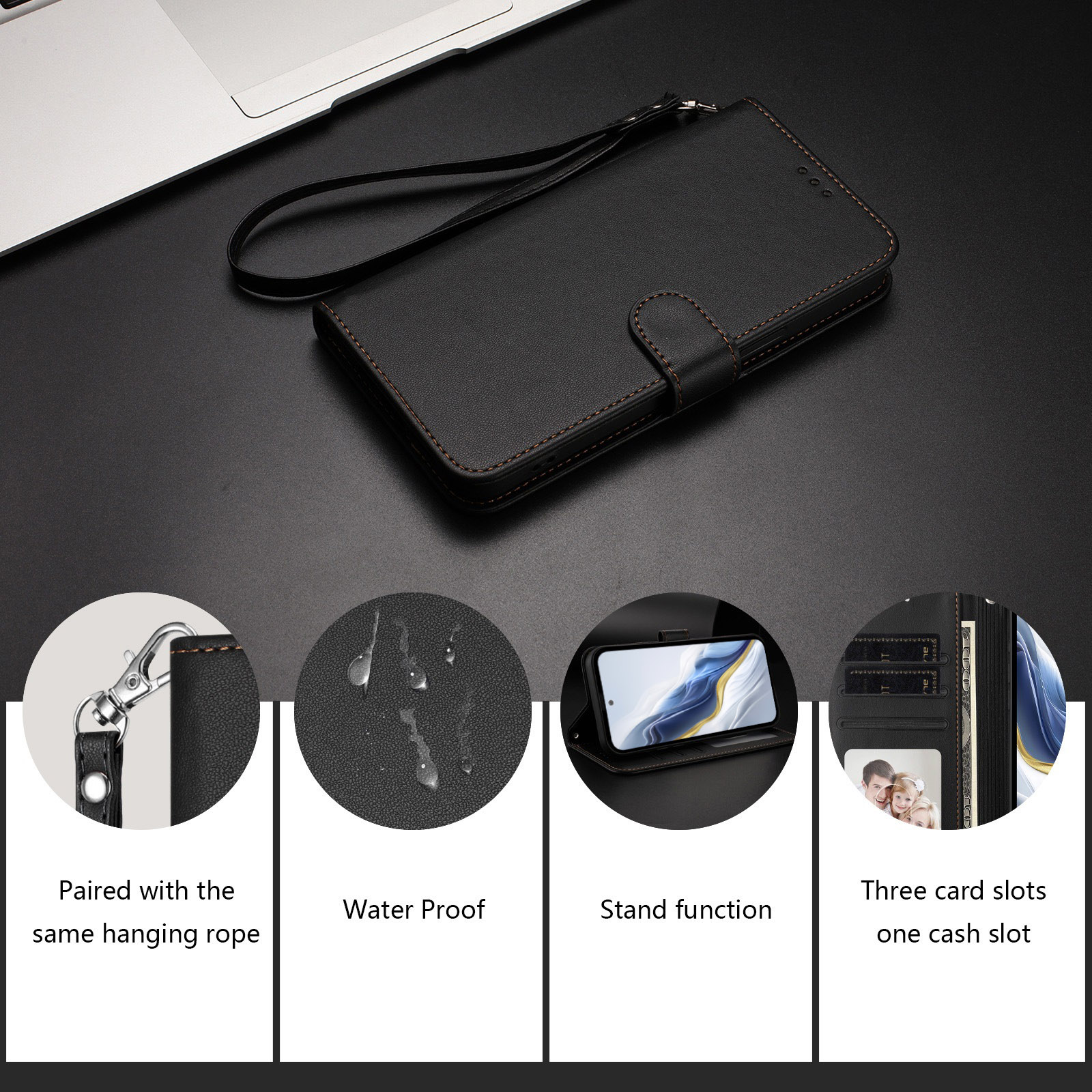 Solid Color PU Leather Lanyard – Leather Card Wallet recenzja i cena