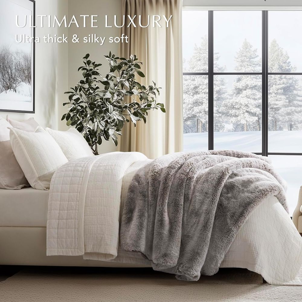 Luxury Soft Faux Chinchilla Fu – Cashmere Throw Blanket recenzja i cena